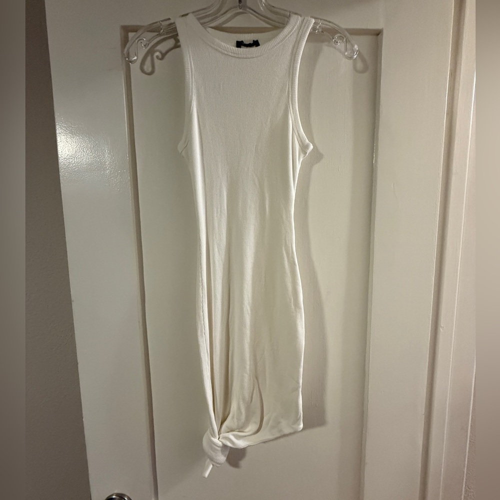 Naked Wardrobe - Ribbed White Sleeveless Knit Maxi Dress - Size Small